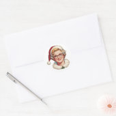 Rond Retro Mrs. Claus Christmas Sticker (Enveloppe)