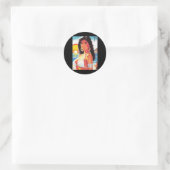Rond Retro Oriental Girl Sticker  (Sac)