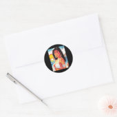 Rond Retro Oriental Girl Sticker  (Enveloppe)