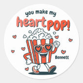 Rond Retro Popcorn Valentine Sticker (Devant)