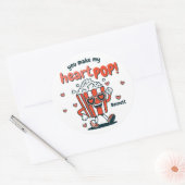 Rond Retro Popcorn Valentine Sticker (Enveloppe)