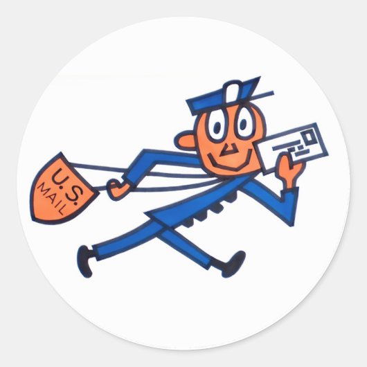 Rond Retro US Mail Carrier Cartoon sticker (Devant)