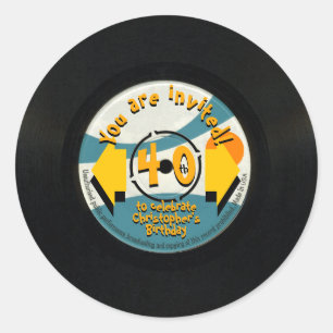 Rond Retro Vinyl 40th Birthday Party R Sticker