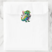 Rond Roaring Dino : Fun Dinosaur Sticker Design" (Sac)