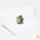 Rond Roaring Dino : Fun Dinosaur Sticker Design" (Enveloppe)