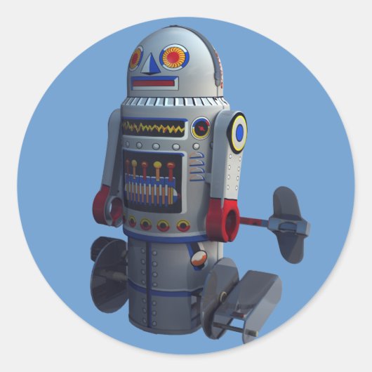 Rond Robot de jouet rétro Numéro 7 Sticker (Devant)