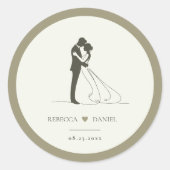 Rond Romantic Couple Silhouette Wedding Sticker Seal (Devant)