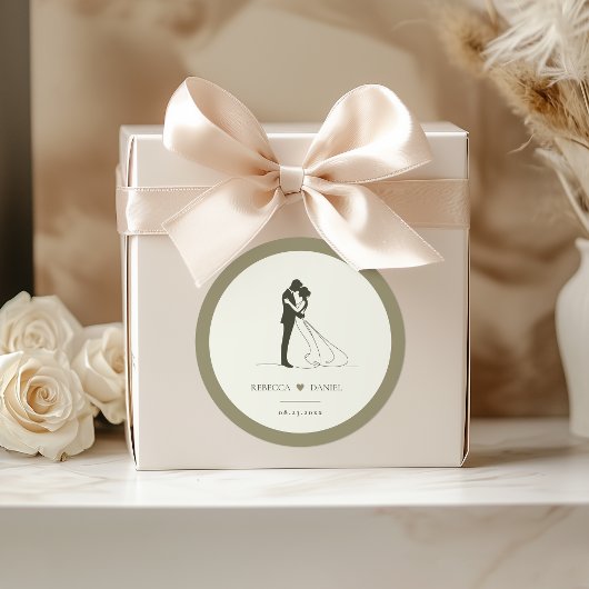 Rond Romantic Couple Silhouette Wedding Sticker Seal