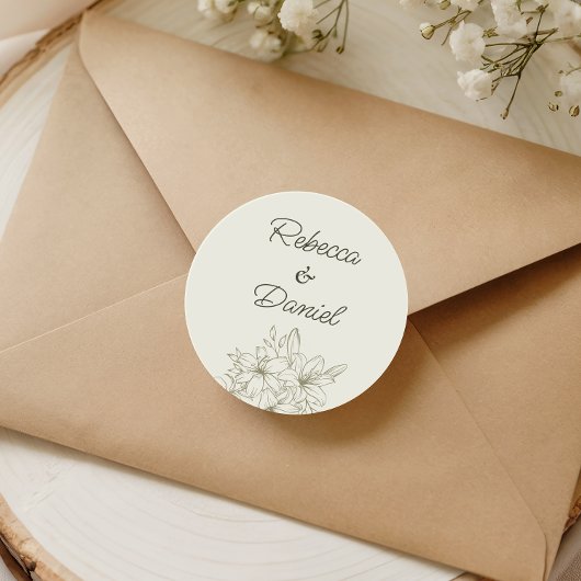 Rond Romantic Floral Wedding Envelope Seal Sticker