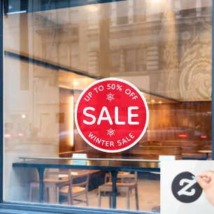 Rond rood, eenvoudig, modern venster Vertoning win Raamsticker