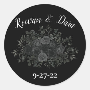 Rond Rose blanc et noir gothique Faveur Sticker Étique