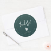 Rond Rose blanche sur chasseur Sticker Merci vert (Enveloppe)