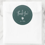 Rond Rose blanche sur chasseur Sticker Merci vert (Sac)