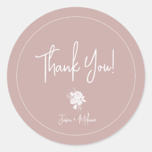 Rond Rose blanche sur Sticker en Merci rose Dusty