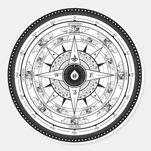 Rond Rose Compass - Sticker (Blanc) (Devant)