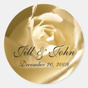 Rond Rose crème Noms Mariage Favor Sticker