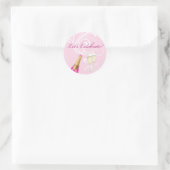Rond Rose "Fêtons !" Sticker Champagne (Sac)