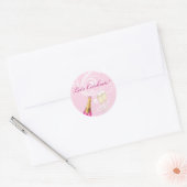 Rond Rose "Fêtons !" Sticker Champagne (Enveloppe)