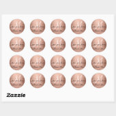 Rond Rose Gold Noir Mariage Faveur Sticker initial (Feuille)