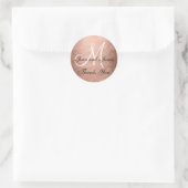 Rond Rose Gold Noir Mariage Faveur Sticker initial (Sac)