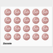 Rond Rose Gold Wedding Favor Sticker Date & Love Script (Feuille)