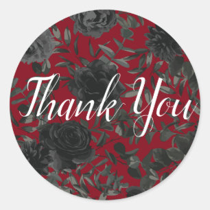 Rond Rose rouge et noir gothique Faveur Sticker Étiquet