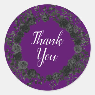 Rond Rose violet et noir gothique Faveur Sticker Étique