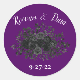 Rond Rose violet et noir gothique Faveur Sticker Étique