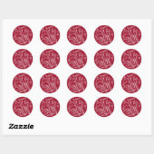 Rond Rouge Laisser neiger Rustique Calligraphie Sticker (Feuille)
