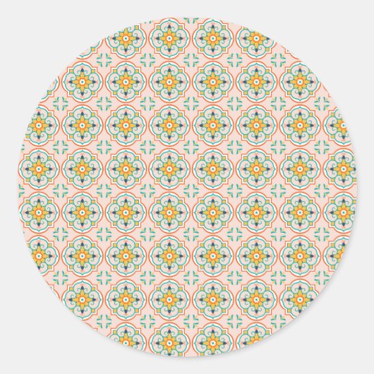 Rond Round sticker with a floral geometric pattern (Devant)