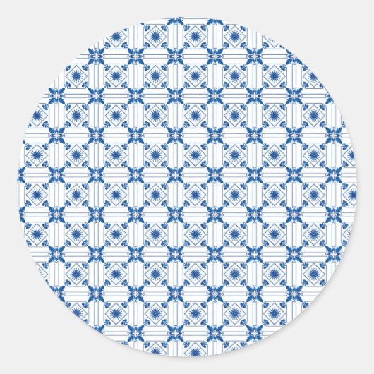 Rond Round sticker with intricate blue and white (Devant)