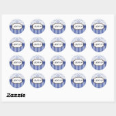 Rond RSVP - Sticker à bande Damas Bleu (Feuille)