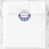 Rond RSVP - Sticker à bande Damas Bleu (Sac)