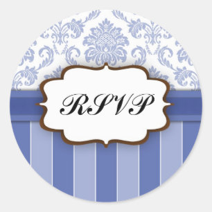 Rond RSVP - Sticker à bande Damas Bleu