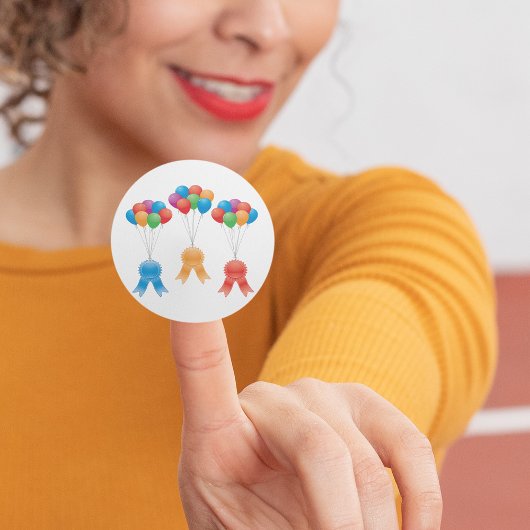 Rond Rubans Et Ballons Classic Round Sticker