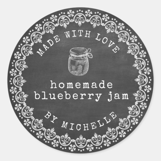 Rond Rustic Chalk Jam Label Canning Sticker (Devant)
