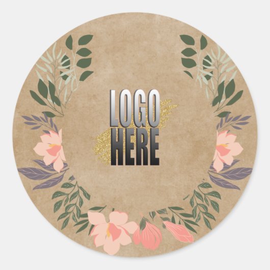 Rond Rustic Floral Ajoutez Votre Sticker Logo (Devant)