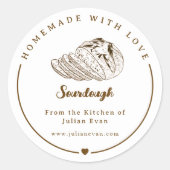 Rond Rustic Homemade with Love Sketch Bakery Sticker (Devant)