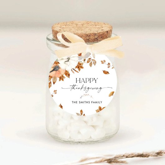 Rond Rustic Pumpkins Thanksgiving Dinner Sticker