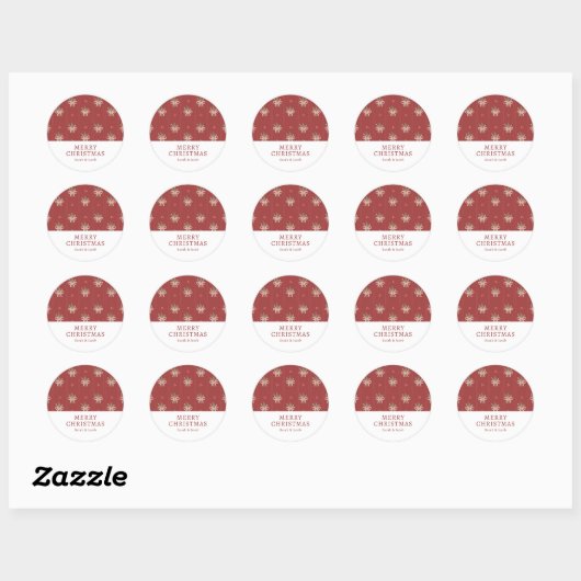Rond Rustic Red Botanical Christmas Sticker (Feuille)