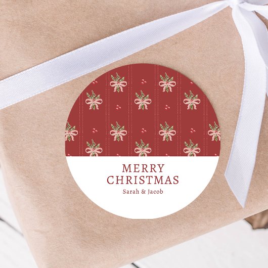 Rond Rustic Red Botanical Christmas Sticker