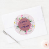 Rond Rustic Wildflower Wedding Sticker – Folk Floral Ro (Enveloppe)
