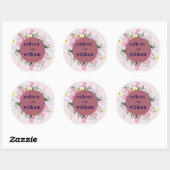 Rond Rustic Wildflower Wedding Sticker – Folk Floral Ro (Feuille)