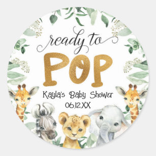 Rond Safari Ready To Pop Baby Shower Sticker