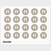Rond Sage Green Art Deco Monogram Wedding Sticker (Feuille)
