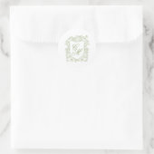 Rond Sage Green Crest Wedding Round Sticker (Sac)