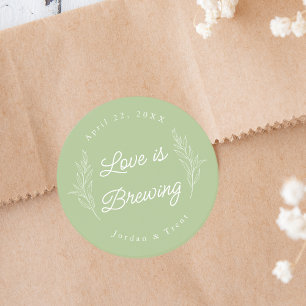 Rond Sage Green Love est brasser Sticker Café Faveur