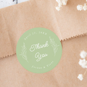 Rond Sage Green Merci Mariage Favoriser Sticker