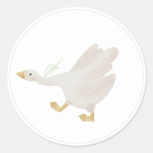 Rond Sage Green Silly Goose Sticker (Devant)