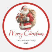 Rond Santa Claus Christmas Gift Label Sticker Template (Devant)